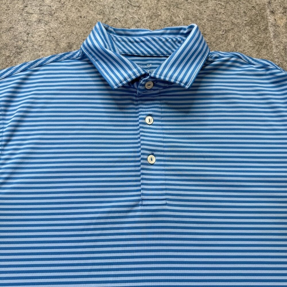 Vineyard Vines Performance Polo Shirt Men M Blue Striped Stretch 44"x30"